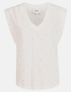 Shoeby V-hals Strass T-shirt Gebroken Wit By Mieke<DAMES T-Shirts