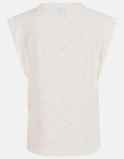 Shoeby V-hals Strass T-shirt Gebroken Wit By Mieke<DAMES T-Shirts