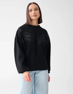 Shoeby Vintage Patch Trui Zwart<DAMES Truien En Sweaters
