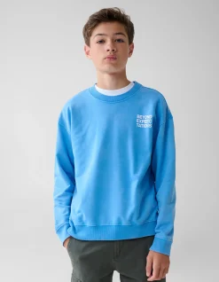 Shoeby Washed Artwork Sweater Blauw< Gebreide Truien|Sweaters