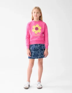 Shoeby Washed Artwork Sweater Roze< Sweaters En Hoodies