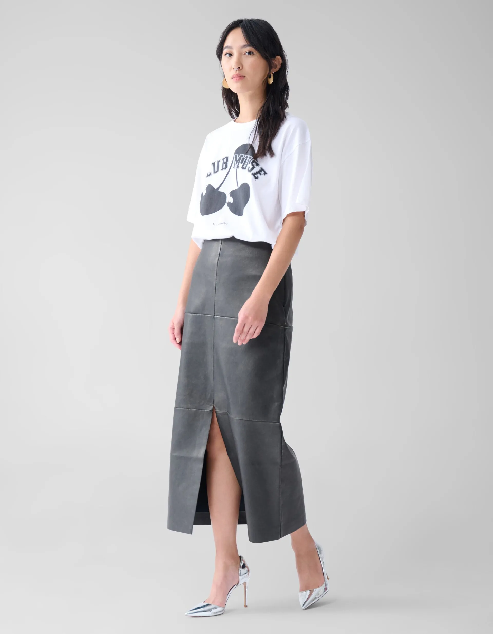 Shoeby Washed Midi Rok Donkergrijs<DAMES Rokken