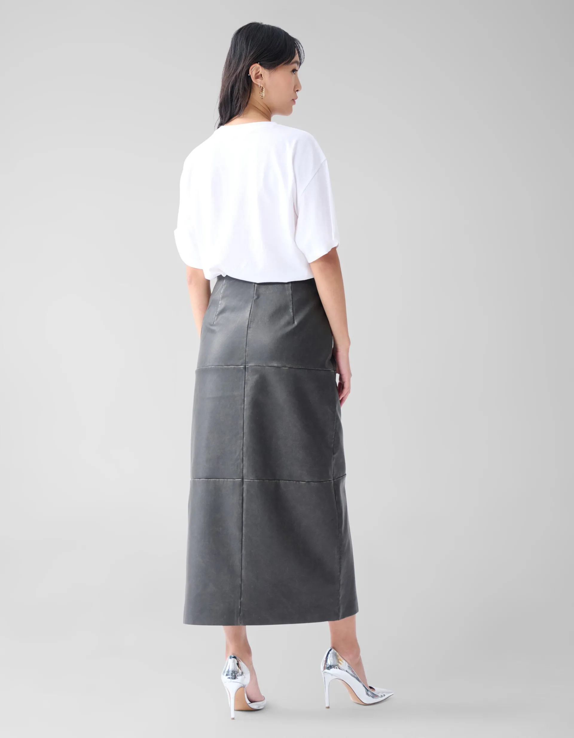 Shoeby Washed Midi Rok Donkergrijs<DAMES Rokken