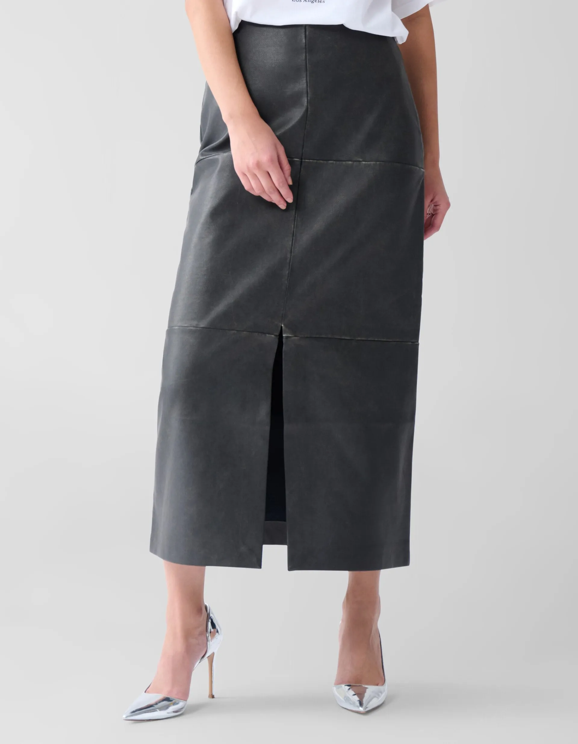 Shoeby Washed Midi Rok Donkergrijs<DAMES Rokken