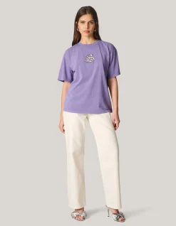 Shoeby Washed Logo T-shirt Paars<DAMES T-Shirts