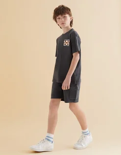 Shoeby Washed Short Donkergrijs< Shorts