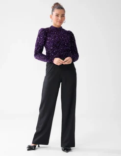 Shoeby Wide Leg Broek Zwart<DAMES Broeken