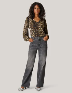 Shoeby Wide Leg Fit Jeans Donkergrijs<DAMES Jeans