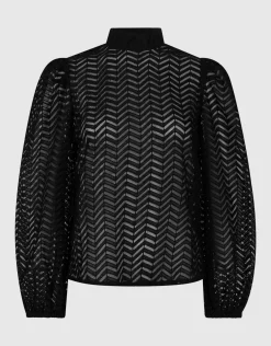 Shoeby Zigzag Kanten Blouse Zwart<DAMES Blouses