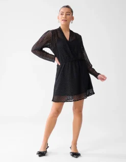 Shoeby Zigzag Kanten Mini Jurk Zwart<DAMES Jurken