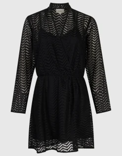 Shoeby Zigzag Kanten Mini Jurk Zwart<DAMES Jurken