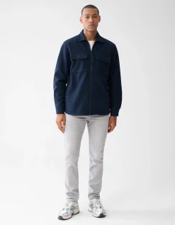 Shoeby Zip Overshirt Donkerblauw<Heren Overshirts