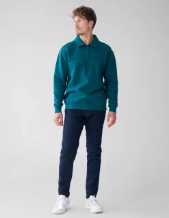 Shoeby Zipper Badge Sweater Donkergroen<Heren Truien En Sweaters