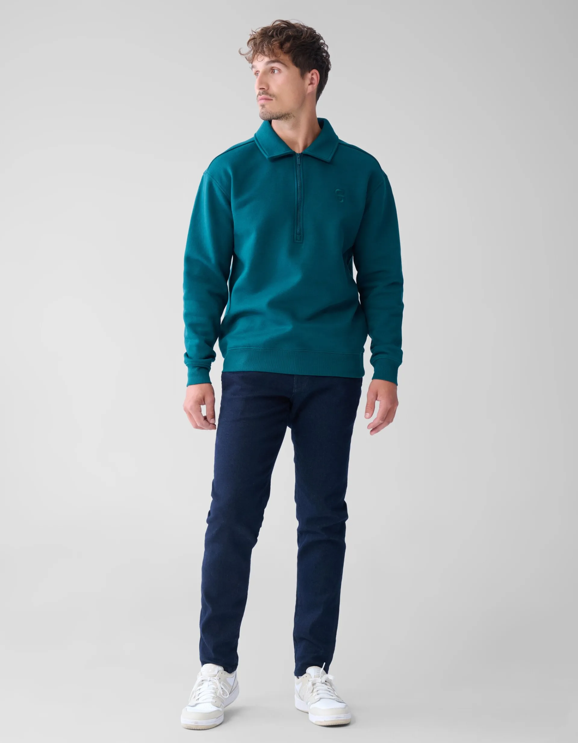 Shoeby Zipper Badge Sweater Donkergroen<Heren Truien En Sweaters
