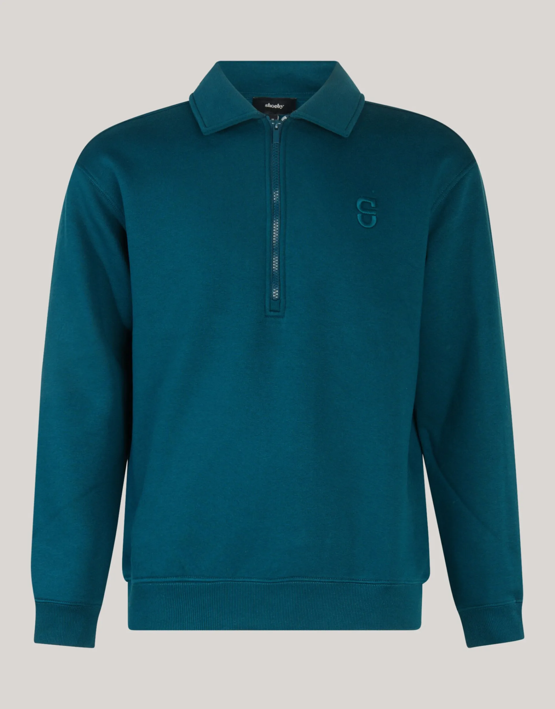 Shoeby Zipper Badge Sweater Donkergroen<Heren Truien En Sweaters