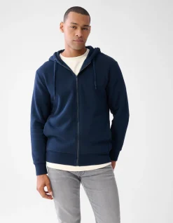 Shoeby Zipper Hoodie Donkerblauw<Heren Truien En Sweaters