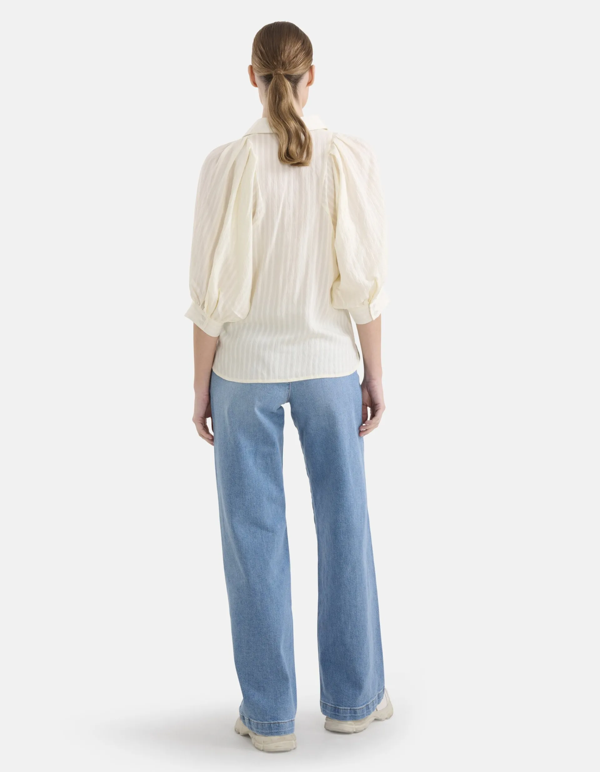 Shoeby Zipper Stripe Blouse Gebroken Wit<DAMES Blouses