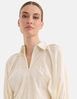Shoeby Zipper Stripe Blouse Gebroken Wit<DAMES Blouses