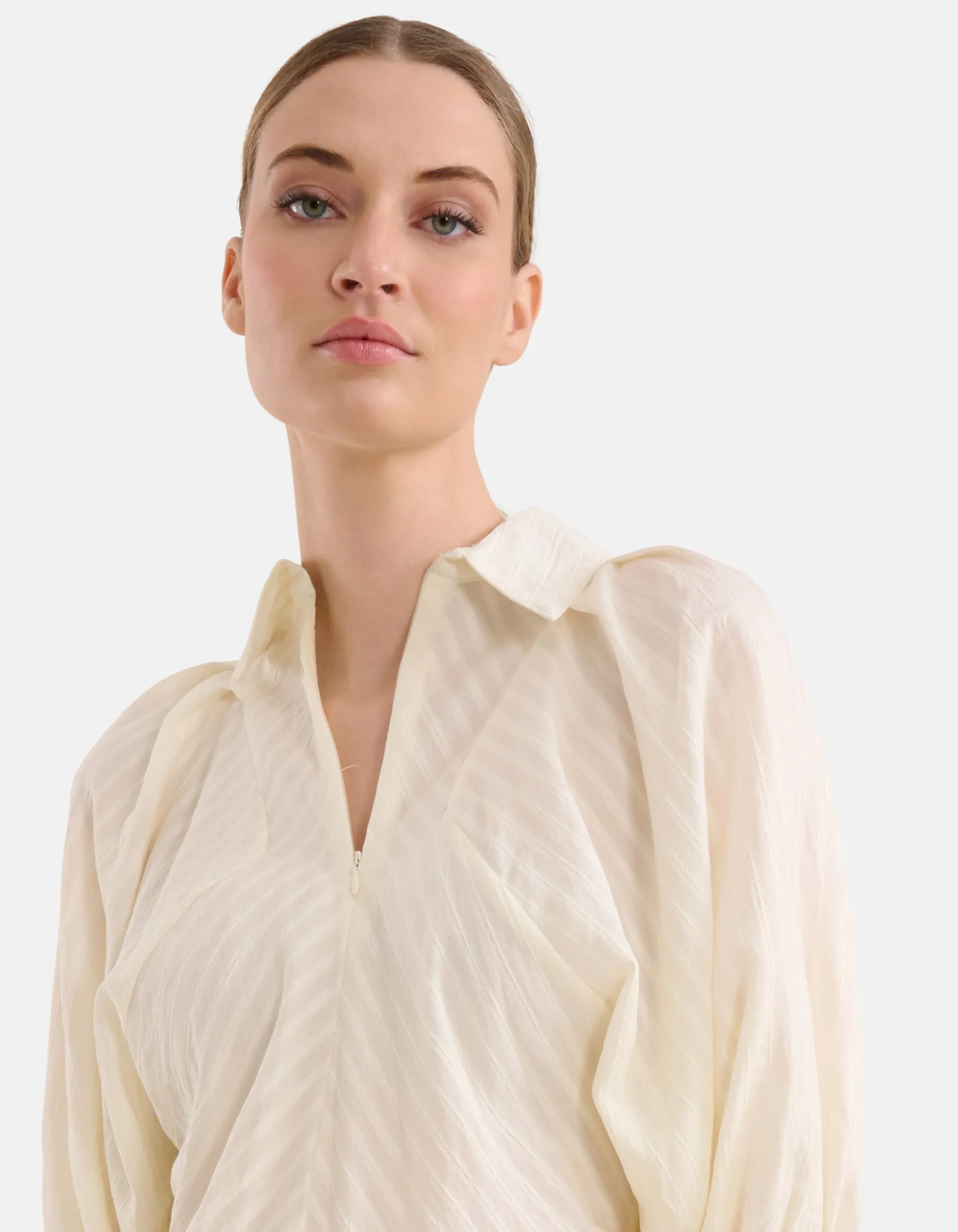 Shoeby Zipper Stripe Blouse Gebroken Wit<DAMES Blouses