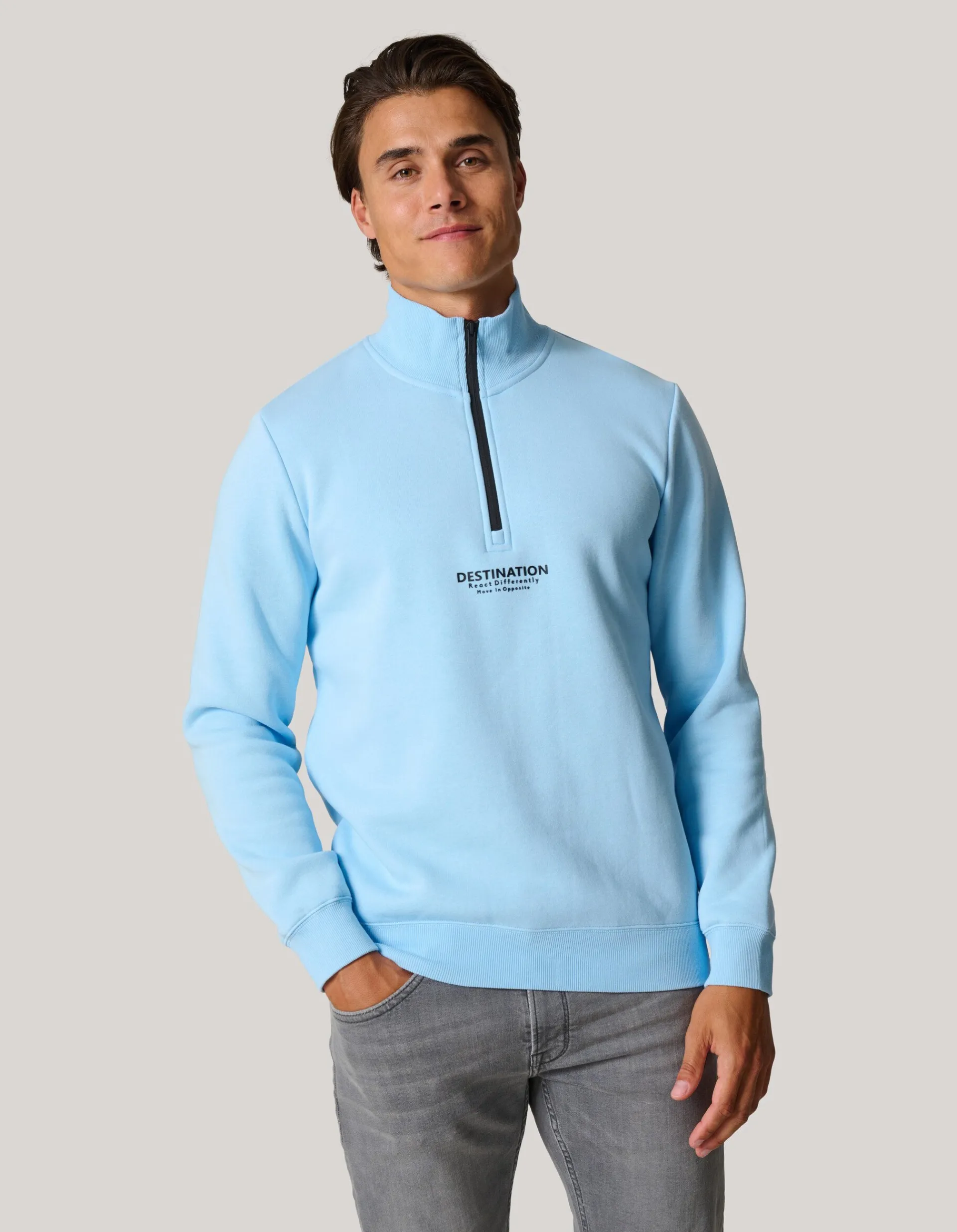 Shoeby Zipper Sweater Lichtblauw<Heren Truien En Sweaters