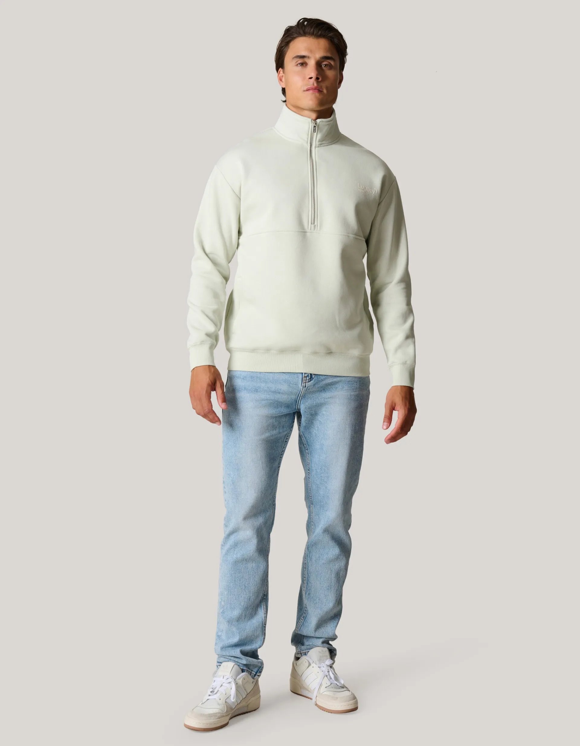 Shoeby Zipper Sweater Lichtgrijs<Heren Truien En Sweaters