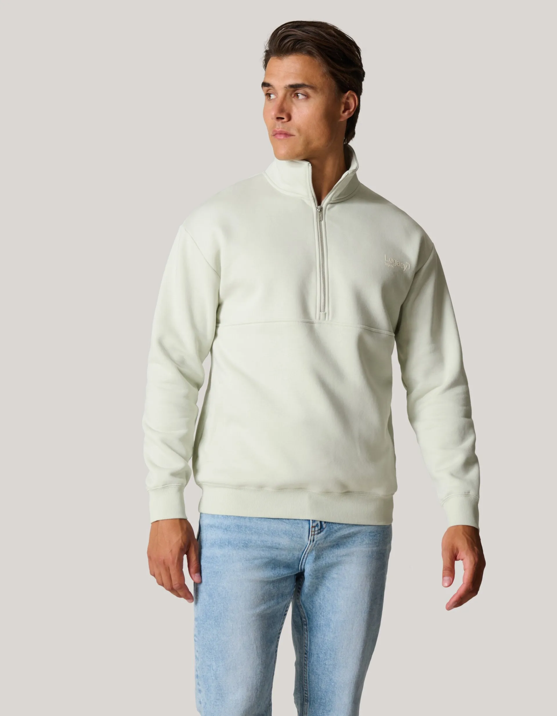 Shoeby Zipper Sweater Lichtgrijs<Heren Truien En Sweaters