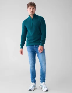 Shoeby Zipper Trui Donkergroen<Heren Truien En Sweaters