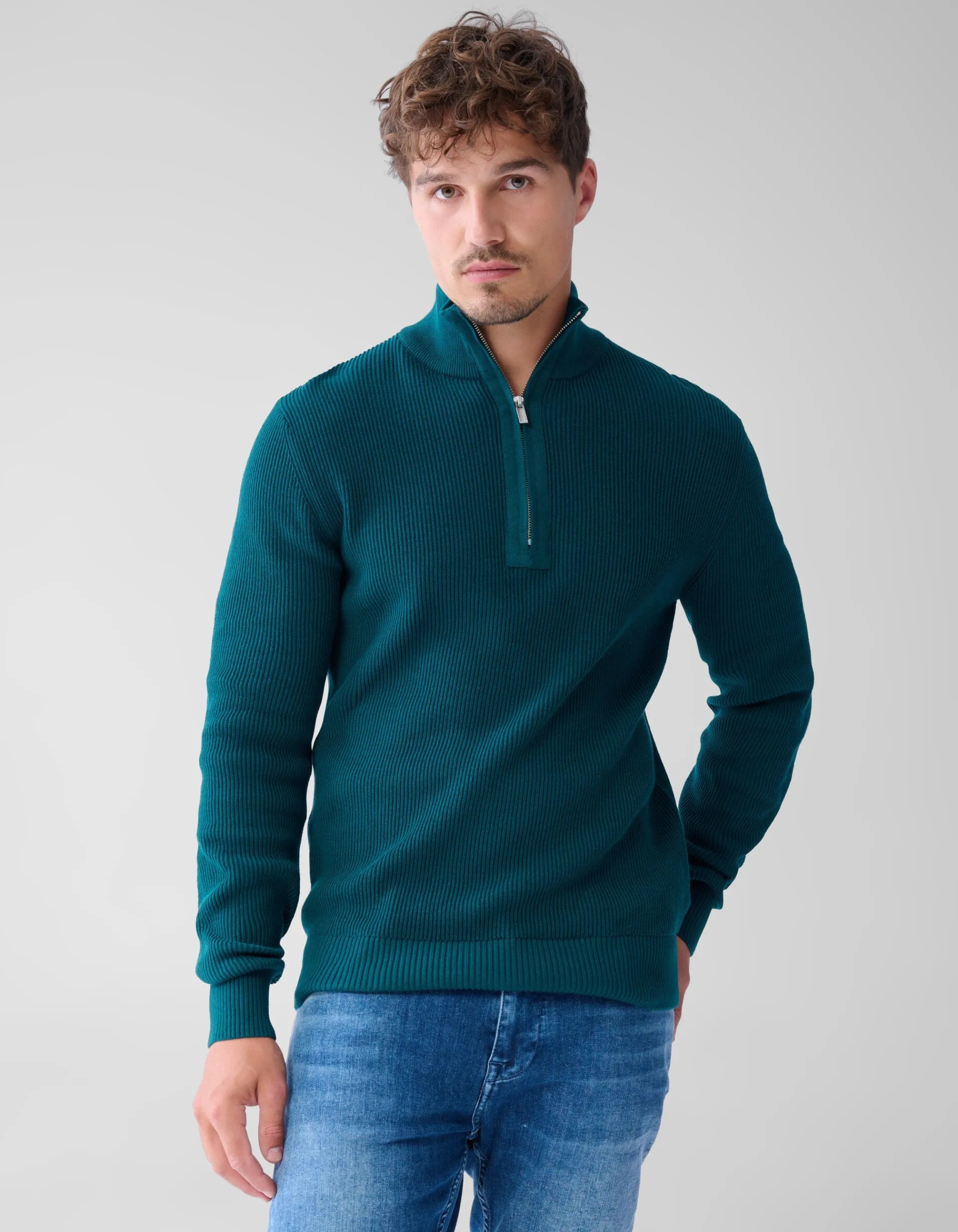 Shoeby Zipper Trui Donkergroen<Heren Truien En Sweaters